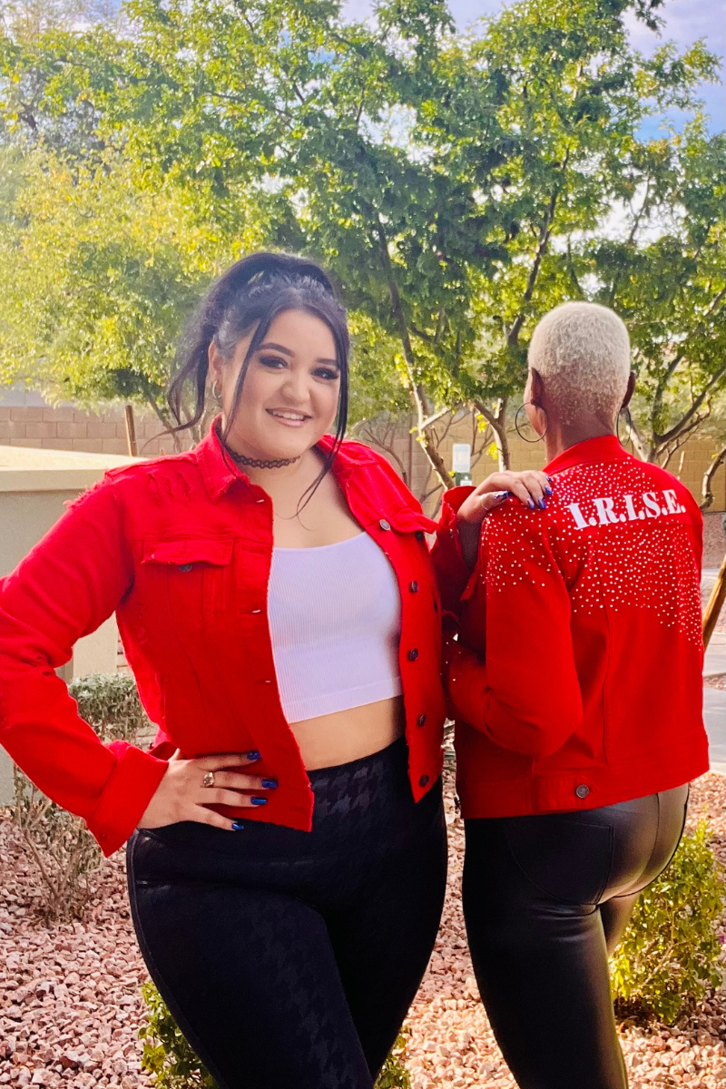 Metallic Crystal Distressed Denim Jacket w Buttons