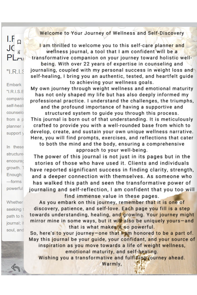 I.R.I.S.E Self-Care Journal & Weight Wellness Planner + Fit Kit