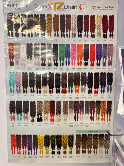Supreme XTZ Pre-Stretched Braiding Hair 48” – 170g (All 61 Colors)