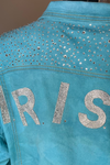 Custom Distressed Rhinestones Ruffle Denim Jacket