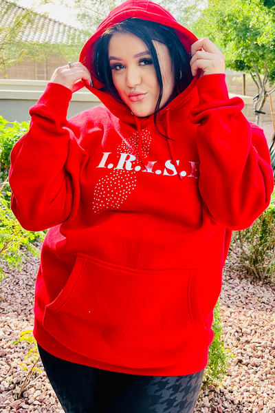 I.R.I.S.E. Metallic & Bling Pullover Fleece Hoodie with Bling Draw String