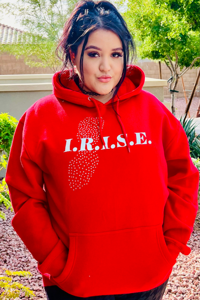 I Realize I'm Strong Enough (I.R.I.S.E.) Metallic Hoodie with Bling String