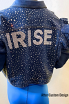 Custom Distressed Rhinestones Ruffle Denim Jacket