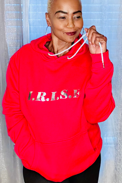 I.R.I.S.E. Metallic Hoodie w/ Crystal String