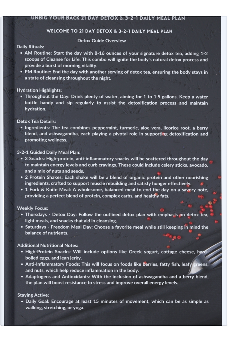 Unbig Your Back 21 Day Guide + Meal Plan &I.R.I.S.E. Fit Kit