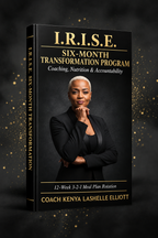 I.R.I.S.E. Six-Month Transformation Program 3D book cover featuring Coach Kenya