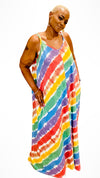 Cami Rainbow Pride V-Neck Maxi Dress with Pockets-Plus Size